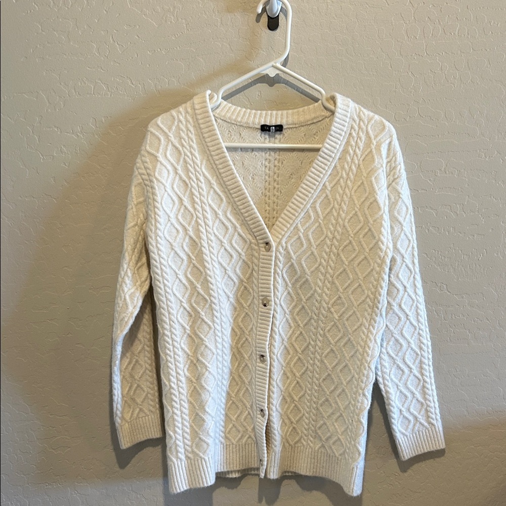 Talbots Cream Diamond Knit Cardigan